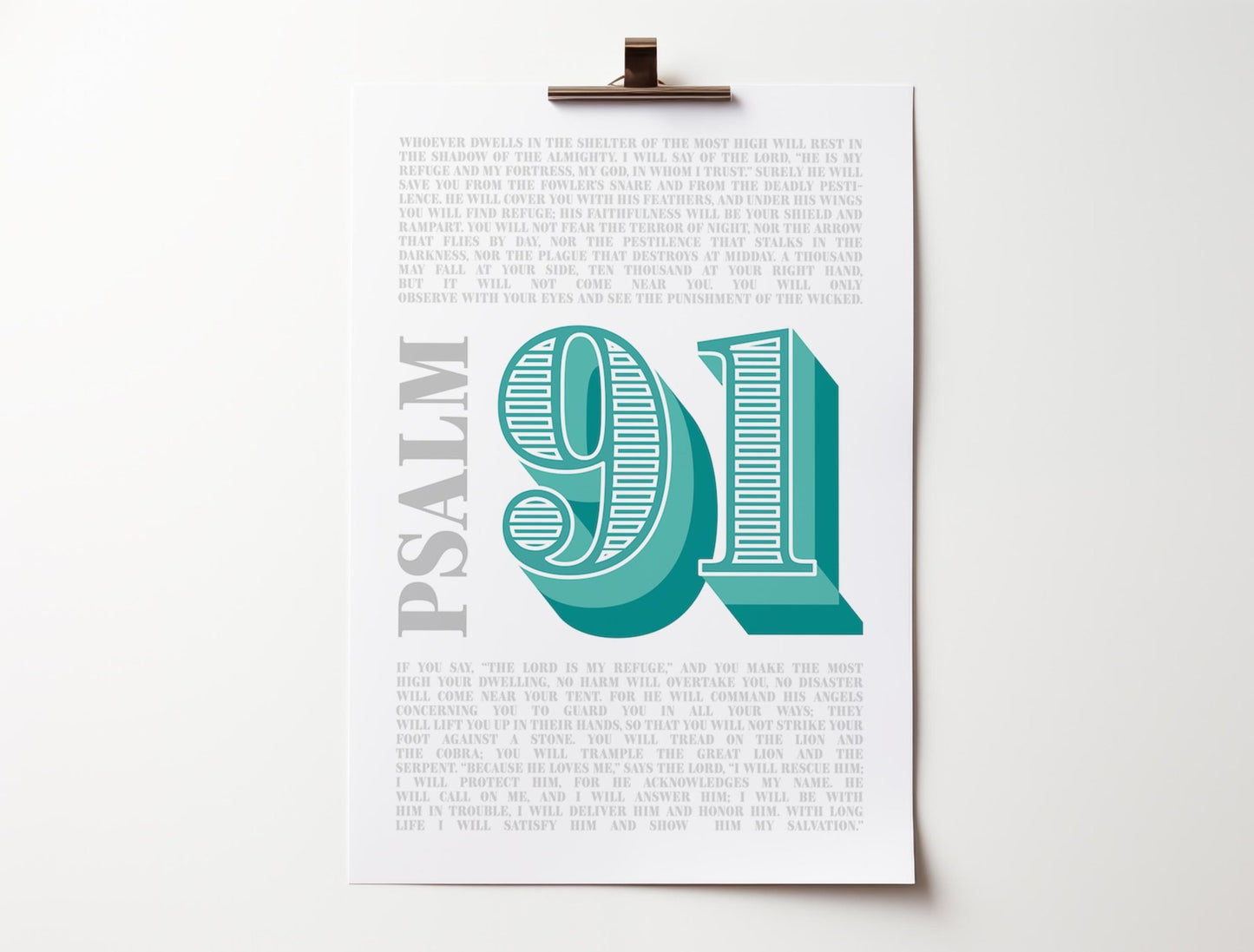 Psalm 91 modern Christian typographic poster. - The Christian Poster Company