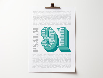 Psalm 91 modern Christian typographic poster. - The Christian Poster Company