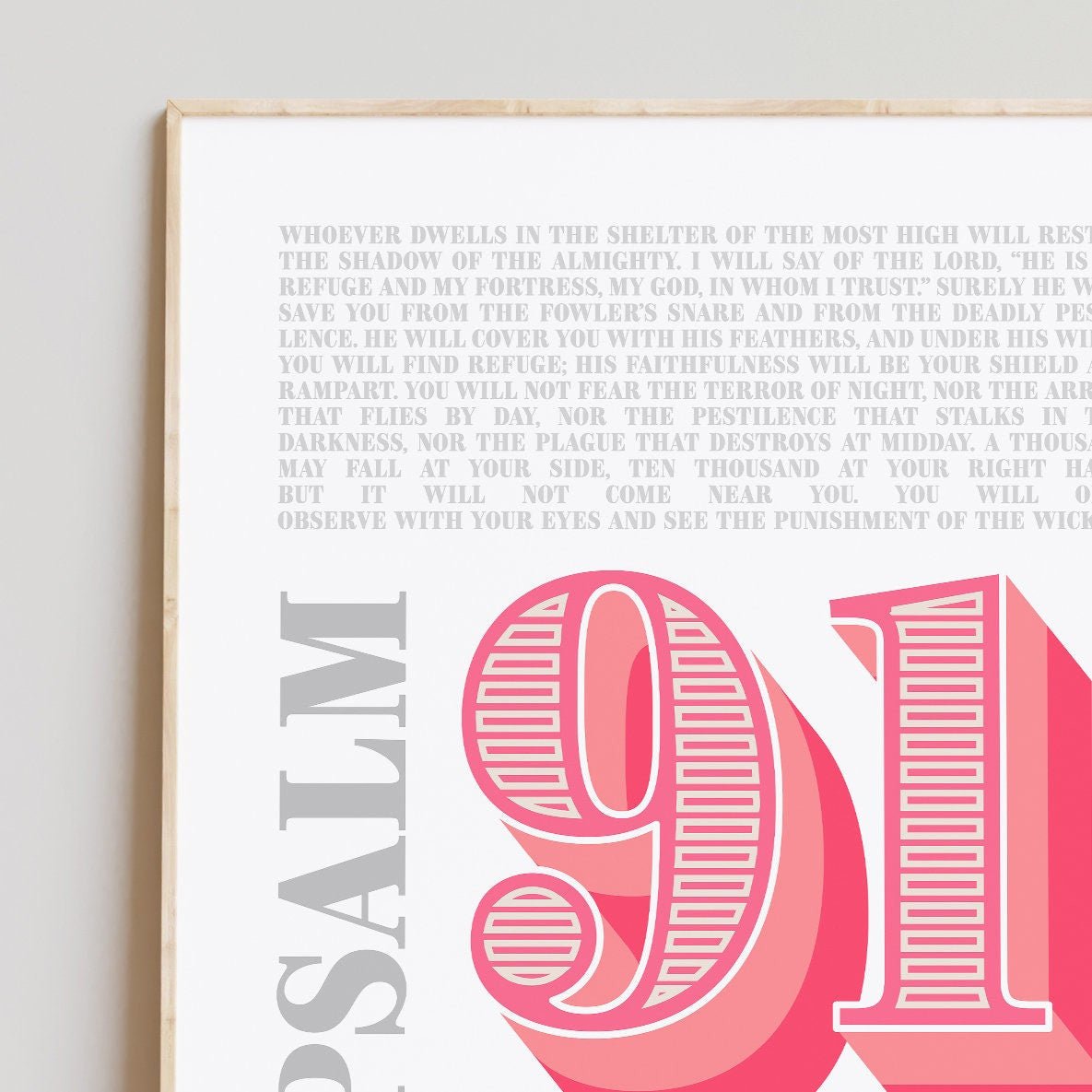 Psalm 91 modern Christian typographic poster. - The Christian Poster Company