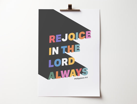 Rejoice in the Lord poster, Philippians 4 verse 4. - The Christian Poster Company