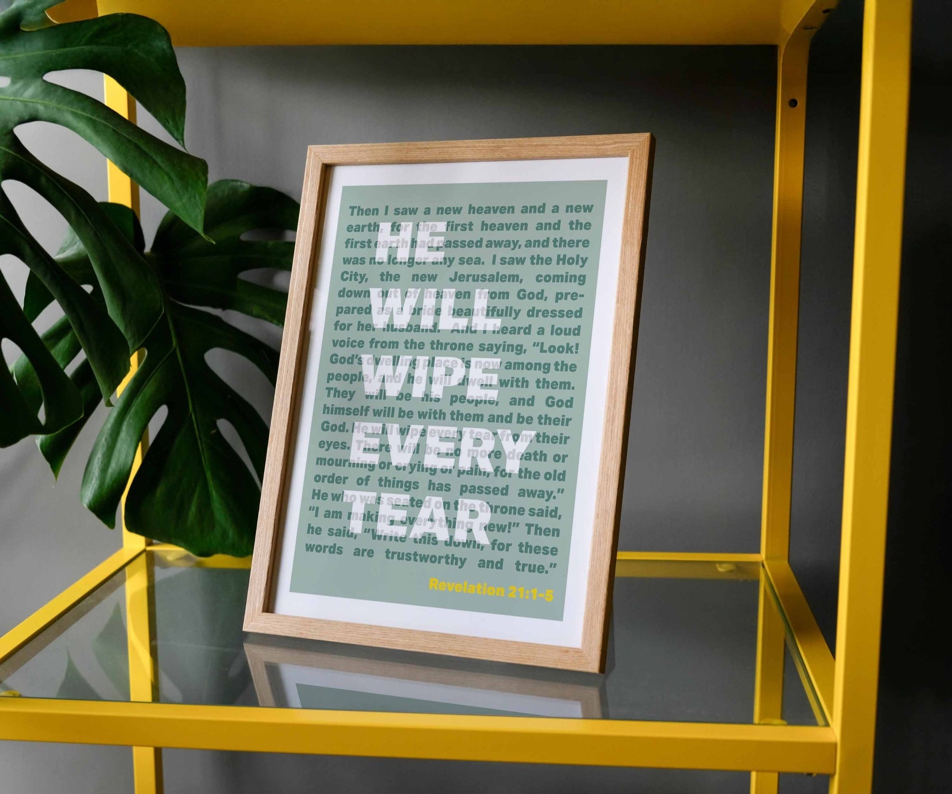 Revelation 21 He will wipe every tear A4 framed poster - The Christian Poster Company