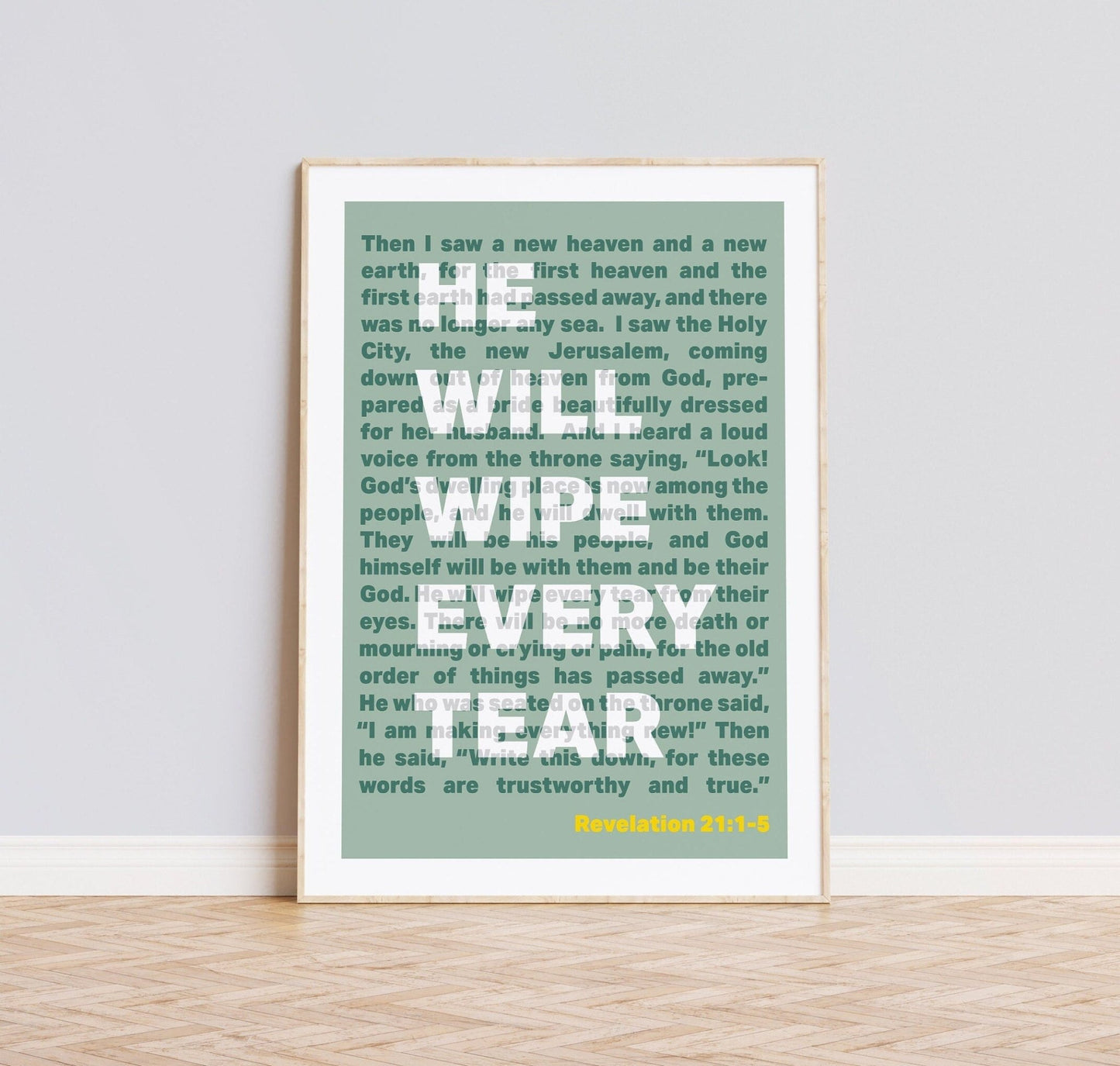 Revelation 21 poster. He will wipe every tear. - The Christian Poster Company