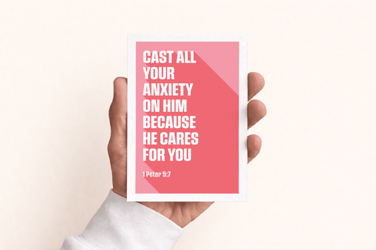 Set of Christian Postcards. 1 Peter 5 v 7 Cast all your anxiety on Him - The Christian Poster Company