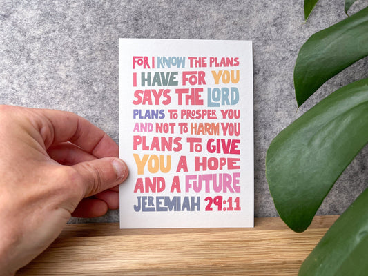 Set of Christian Postcards. Jeremiah 29. For I know the plans I have for you. - The Christian Poster Company