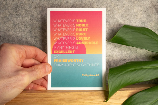 Set of Christian Postcards. 'Whatever is..." - Philippians 4 verse 8 - The Christian Poster Company