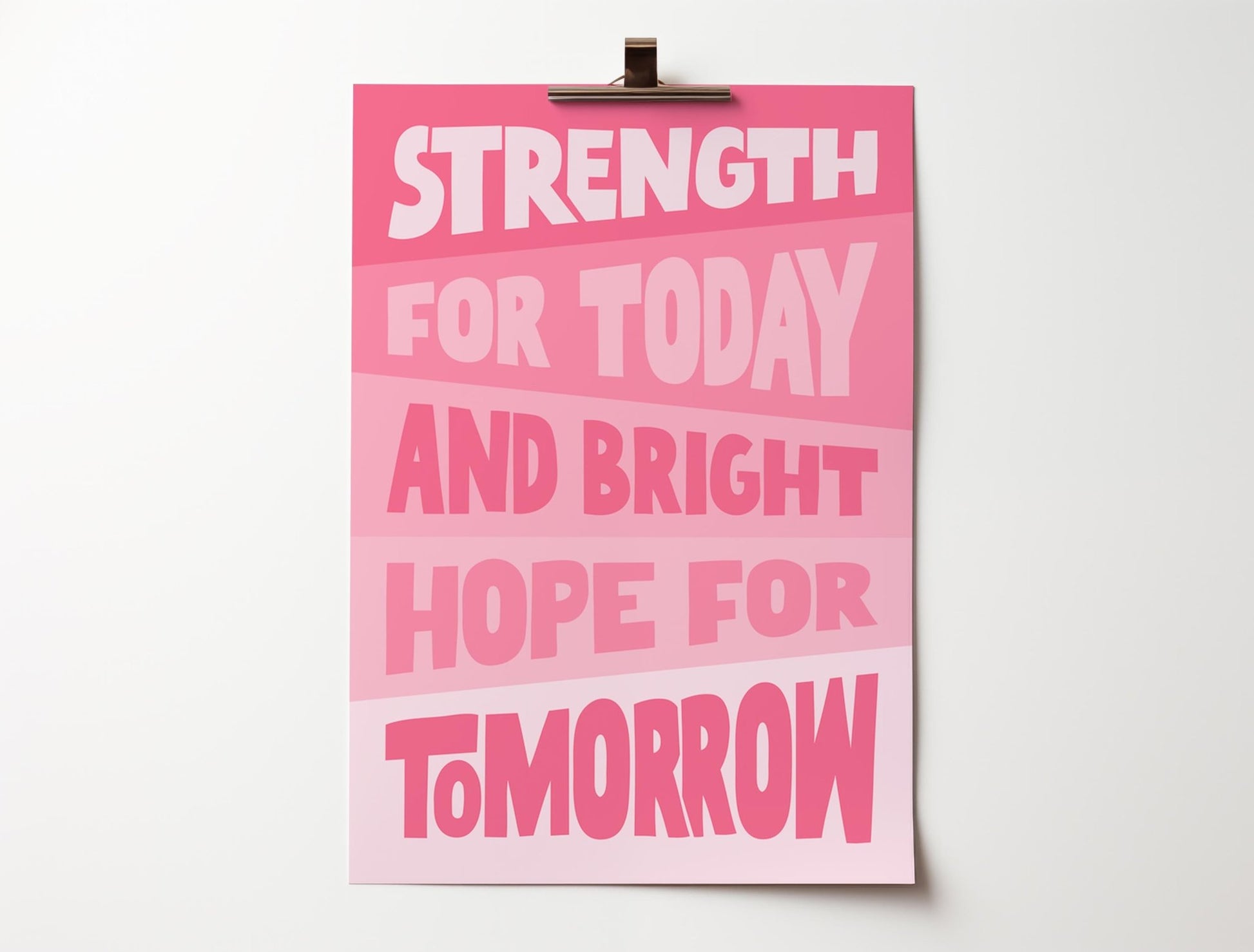 Strength for today. Christian wall art. Pink version - The Christian Poster Company