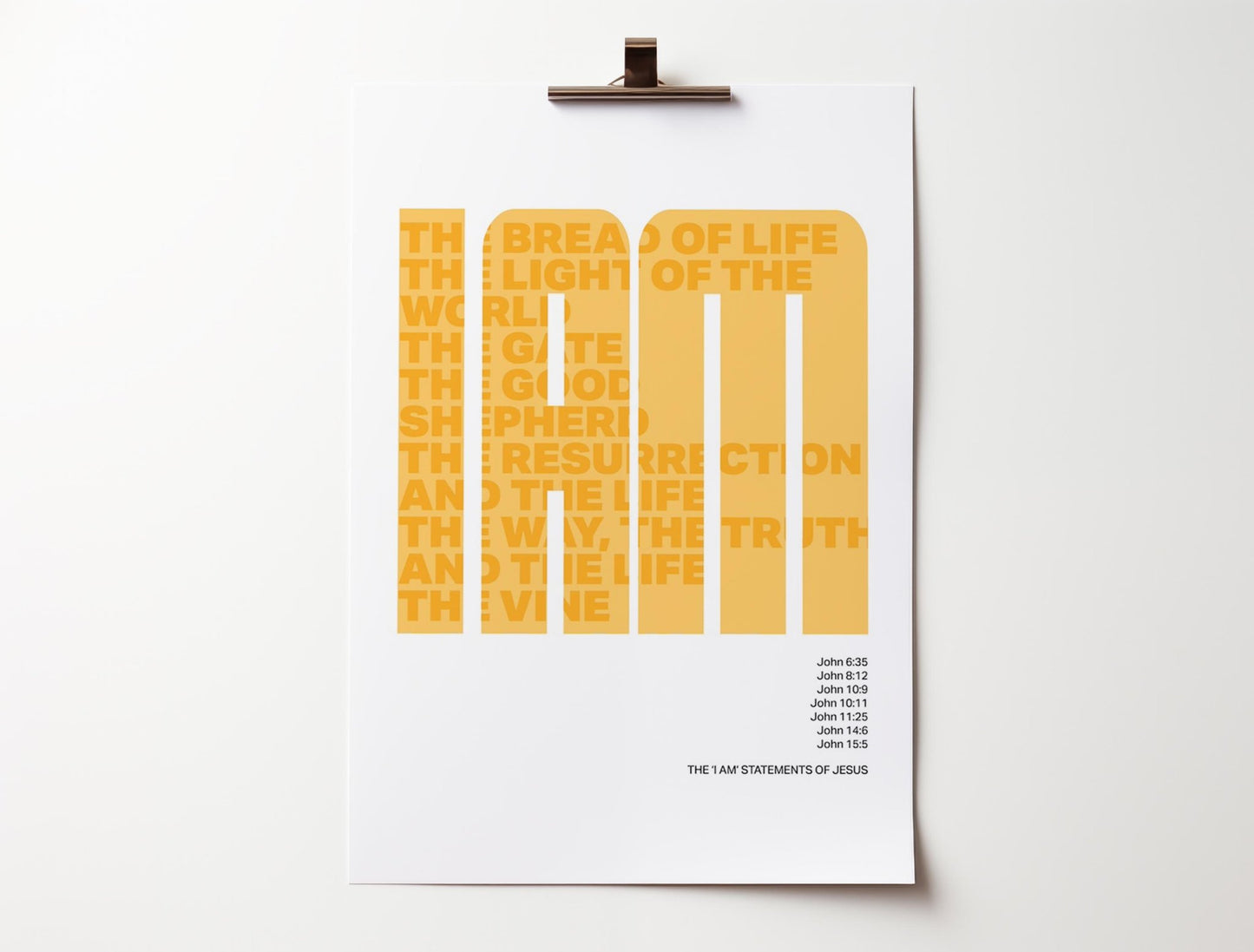 The 7 'I am' statements of Jesus. Modern typography poster. - The Christian Poster Company