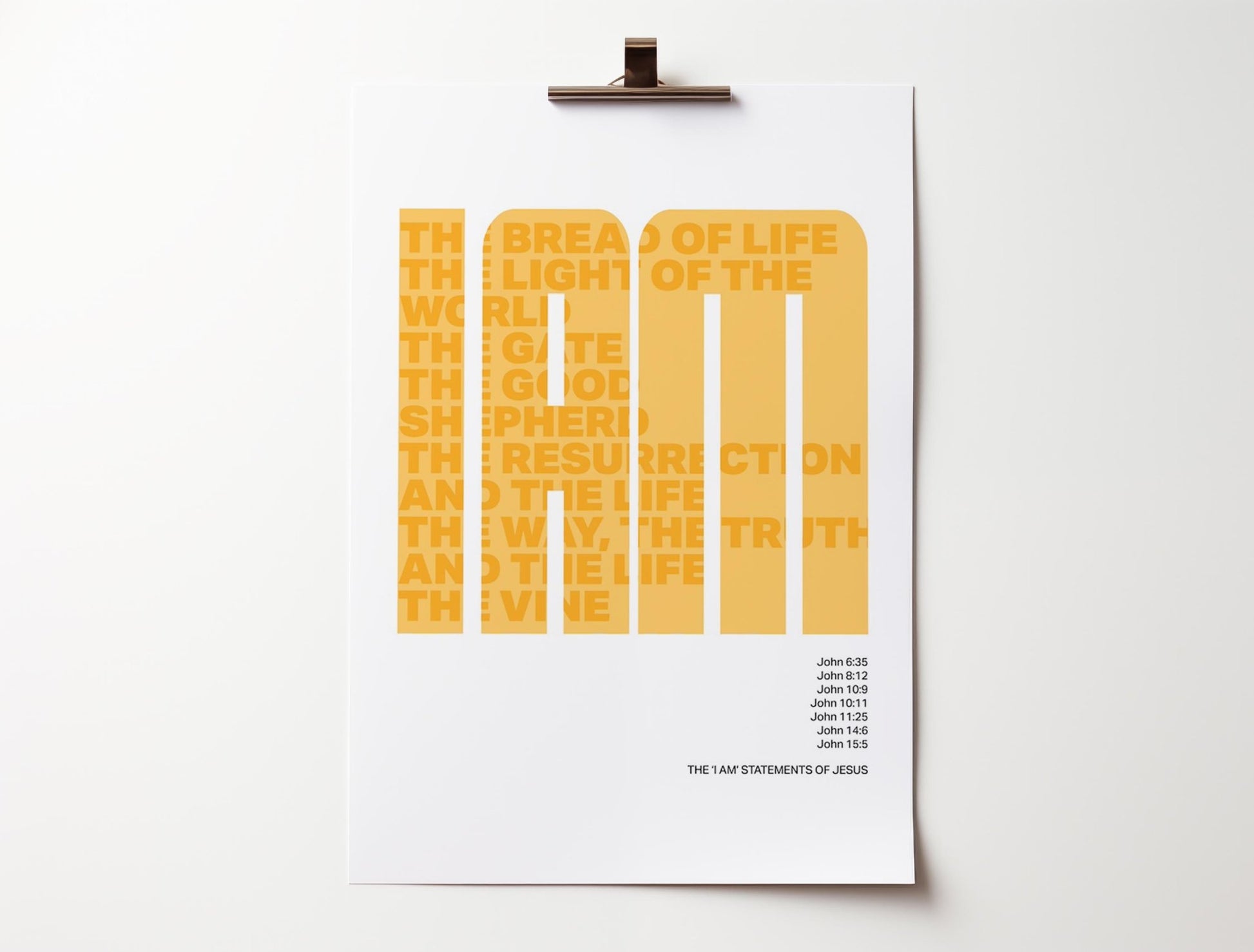 The 7 'I am' statements of Jesus. Modern typography poster. - The Christian Poster Company