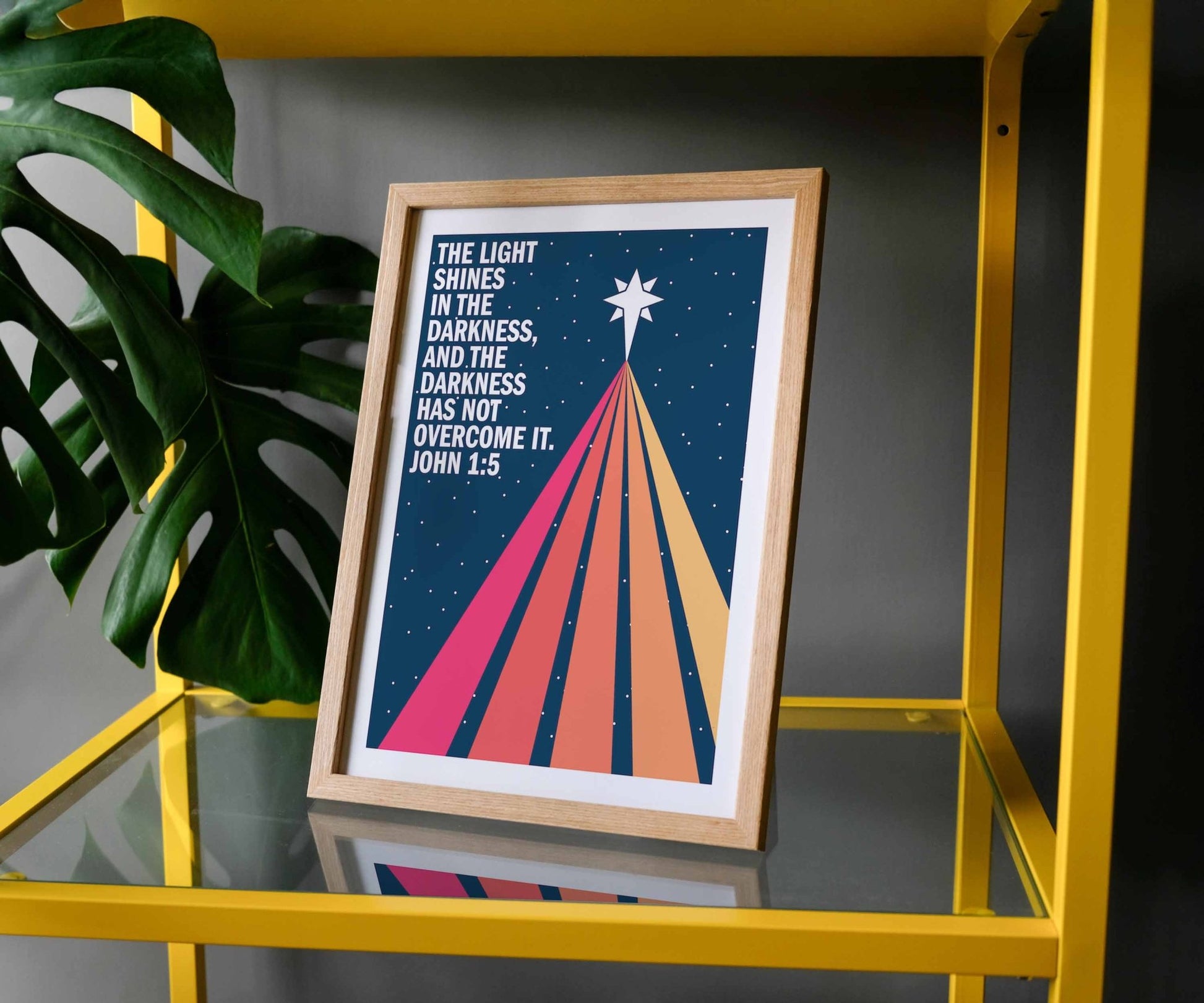 The light shines in the darkness A4 framed poster - The Christian Poster Company