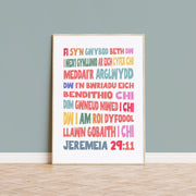 Welsh language Christian poster. For I know the plans I have for you poster, Jeremiah 29 verse 11. Jeremeia 29:11 - The Christian Poster Company