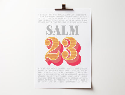 Welsh language Christian poster. Psalm 23 poster, The lord is my shepherd.Yr ARGLWYDD ydy fy mugail. - The Christian Poster Company