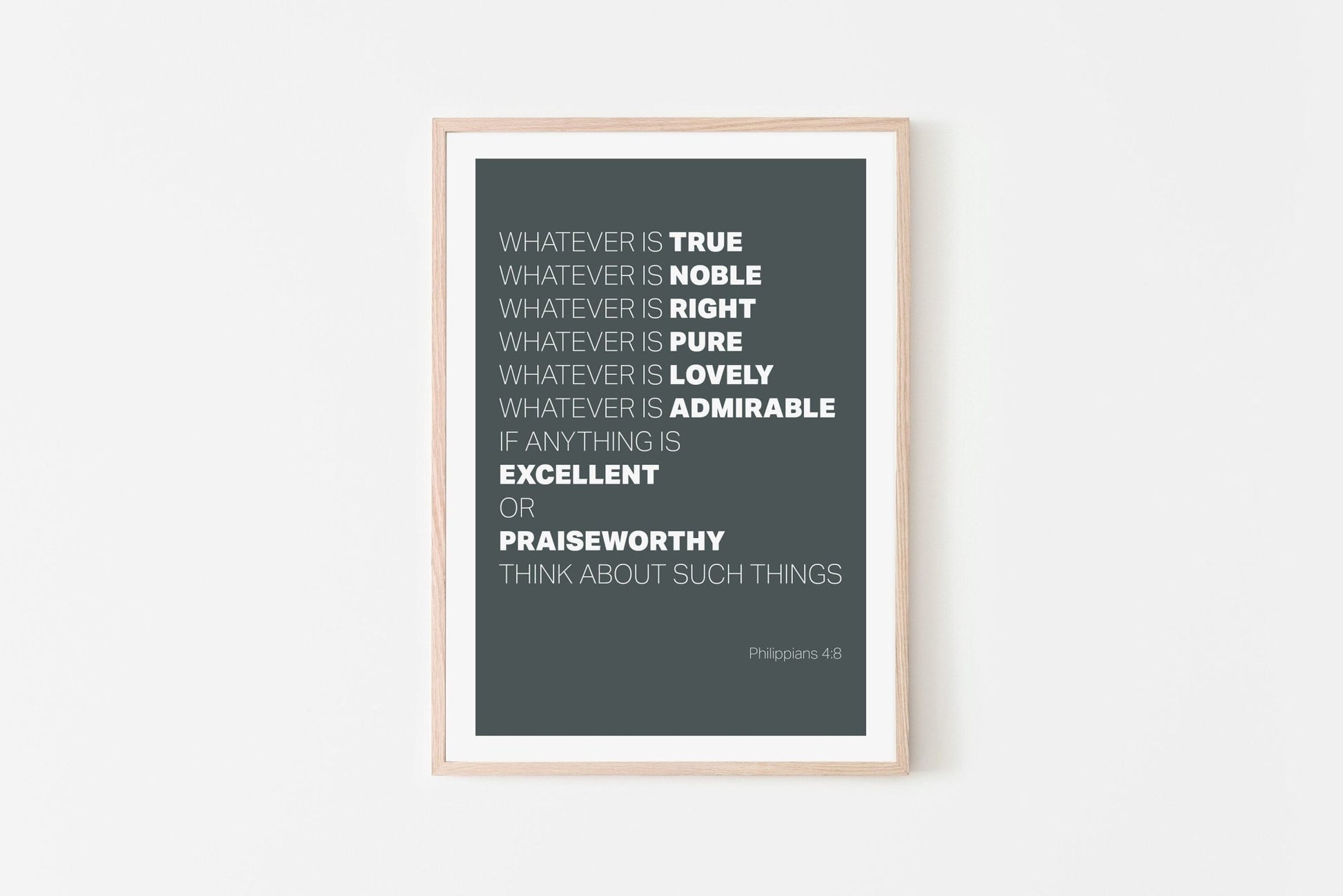 Whatever is True... Christian poster. Philippians 4 verse 8 print. - The Christian Poster Company