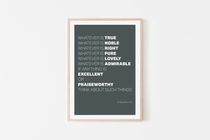 Whatever is True... Christian poster. Philippians 4 verse 8 print. - The Christian Poster Company