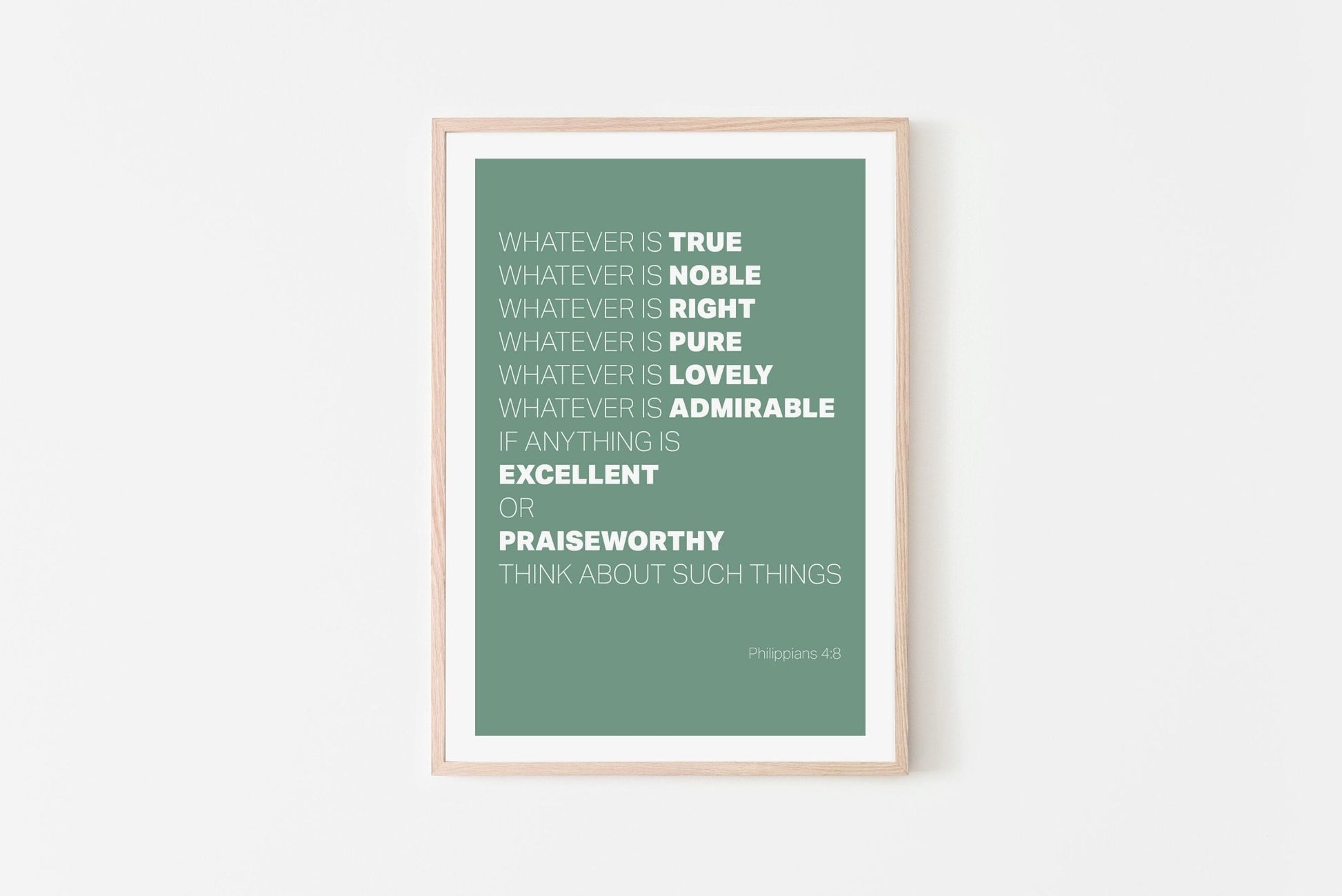 Whatever is True... Christian poster. Philippians 4 verse 8 print. - The Christian Poster Company