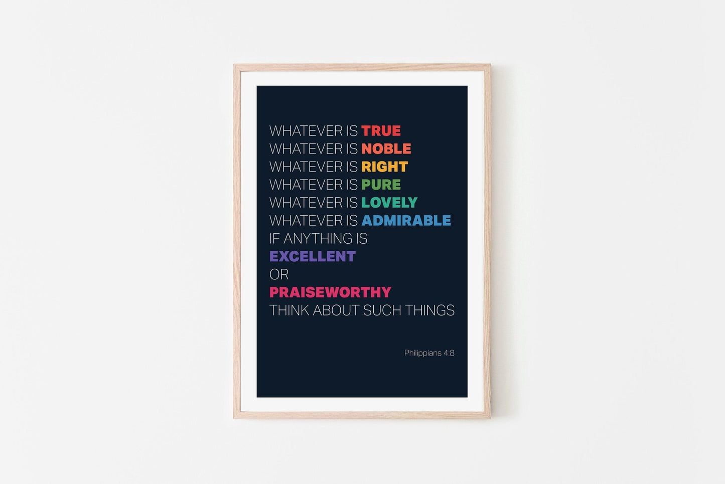 Whatever is True... Christian poster. Philippians 4 verse 8 print. - The Christian Poster Company