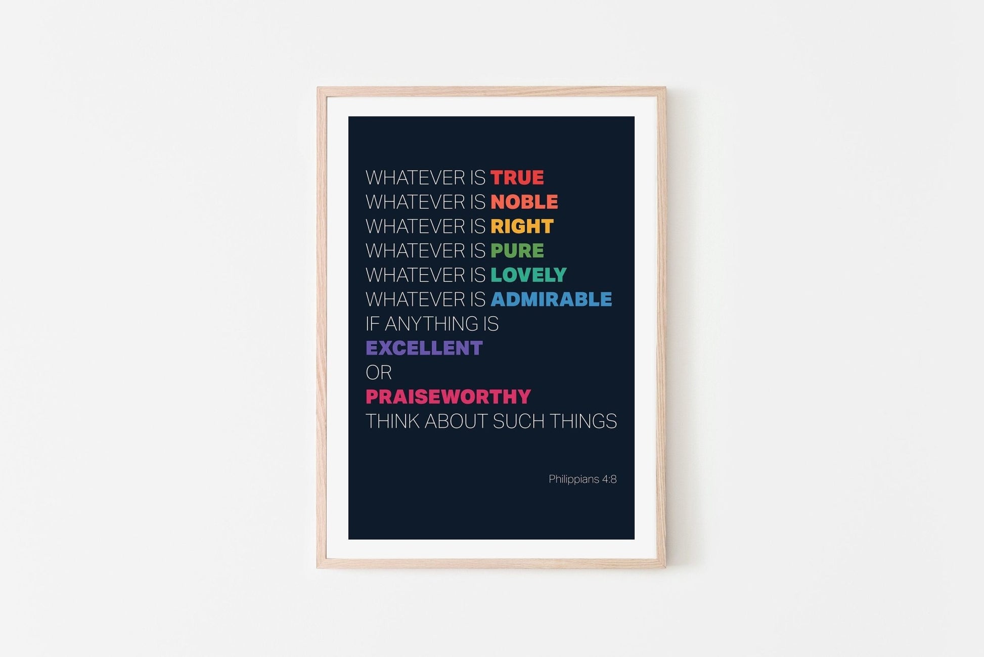 Whatever is True... Christian poster. Philippians 4 verse 8 print. - The Christian Poster Company