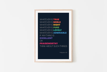 Whatever is True... Christian poster. Philippians 4 verse 8 print. - The Christian Poster Company