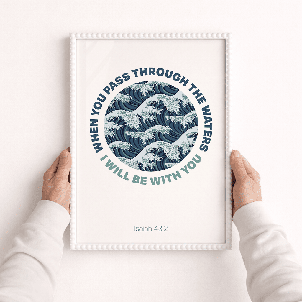 When you pass through the waters A3 framed poster - The Christian Poster Company