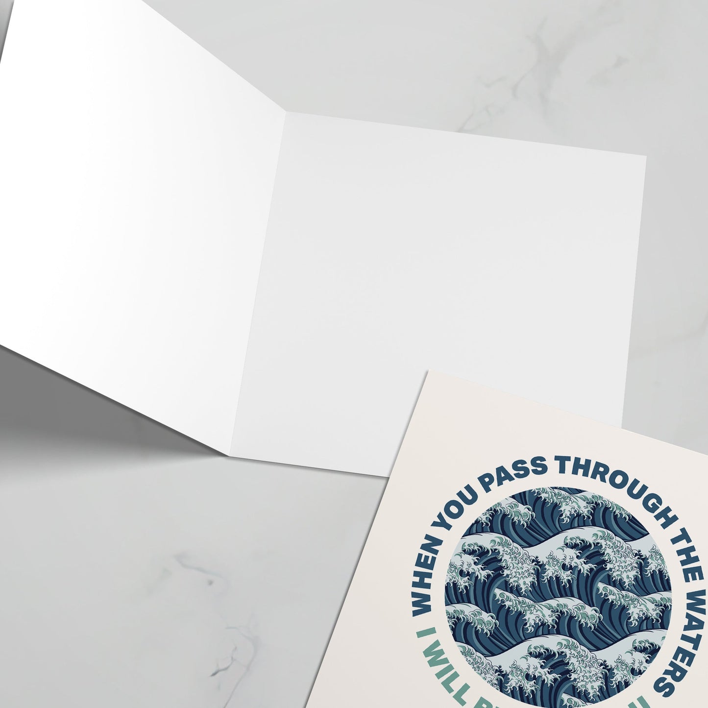 "When you pass through the waters" Christian greeting card. - The Christian Poster Company