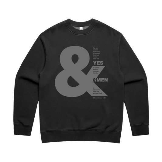 Yes and Amen sweater. Unisex. Faded black - The Christian Poster Company