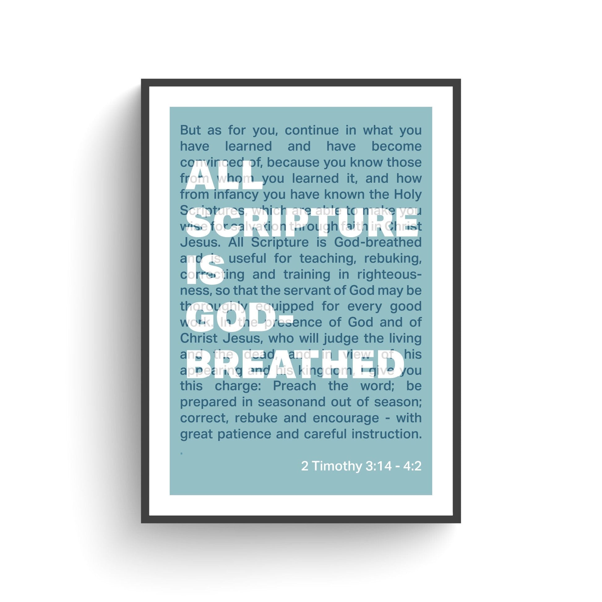 2 Timothy 3 verse 16 poster, Christian wall art, bible print - The Christian Poster Company