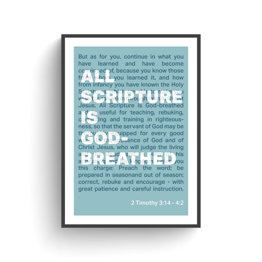 2 Timothy 3 verse 16 poster, Christian wall art, bible print - The Christian Poster Company