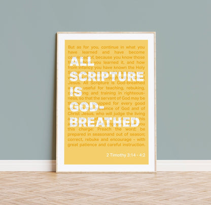 2 Timothy 3 verse 16 poster, Christian wall art, bible print - The Christian Poster Company