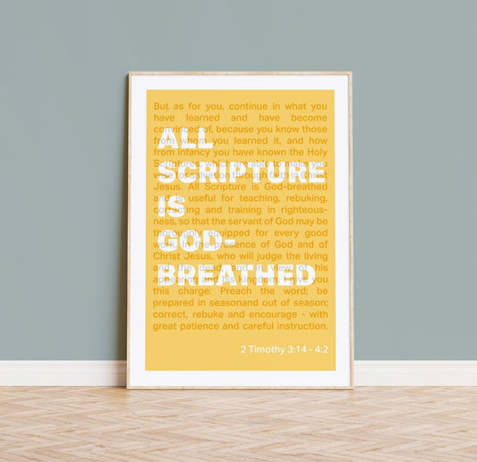 2 Timothy 3 verse 16 poster, Christian wall art, bible print - The Christian Poster Company