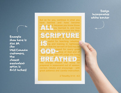 2 Timothy 3 verse 16 poster, Christian wall art, bible print - The Christian Poster Company