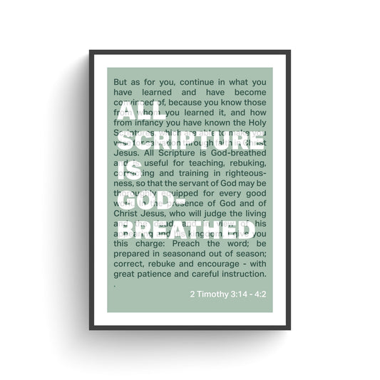 2 Timothy 3 verse 16 poster, Christian wall art, bible print - The Christian Poster Company