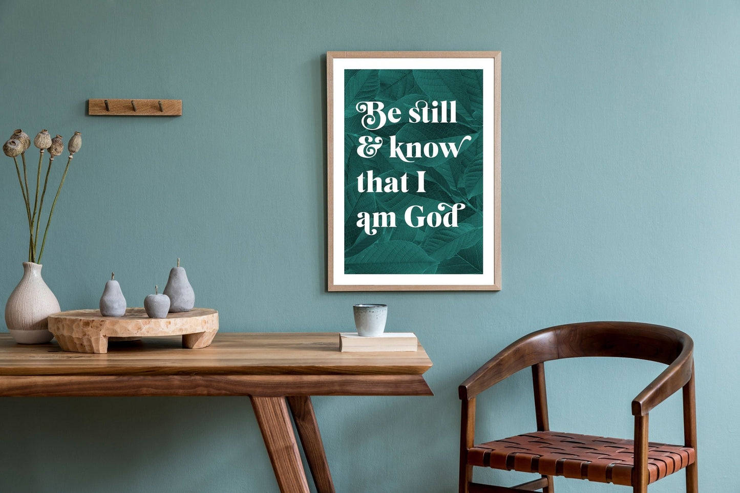 Be Still and Know that I am God botanical poster. Psalm 46 verse 10. - The Christian Poster Company