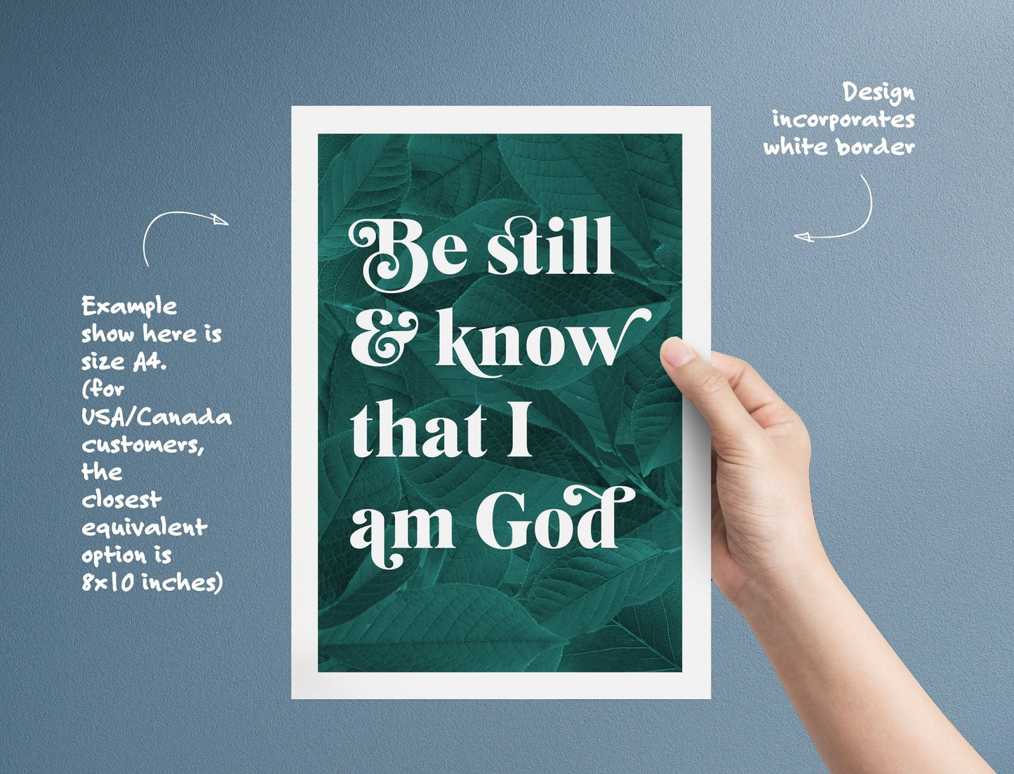 Be Still and Know that I am God botanical poster. Psalm 46 verse 10. - The Christian Poster Company
