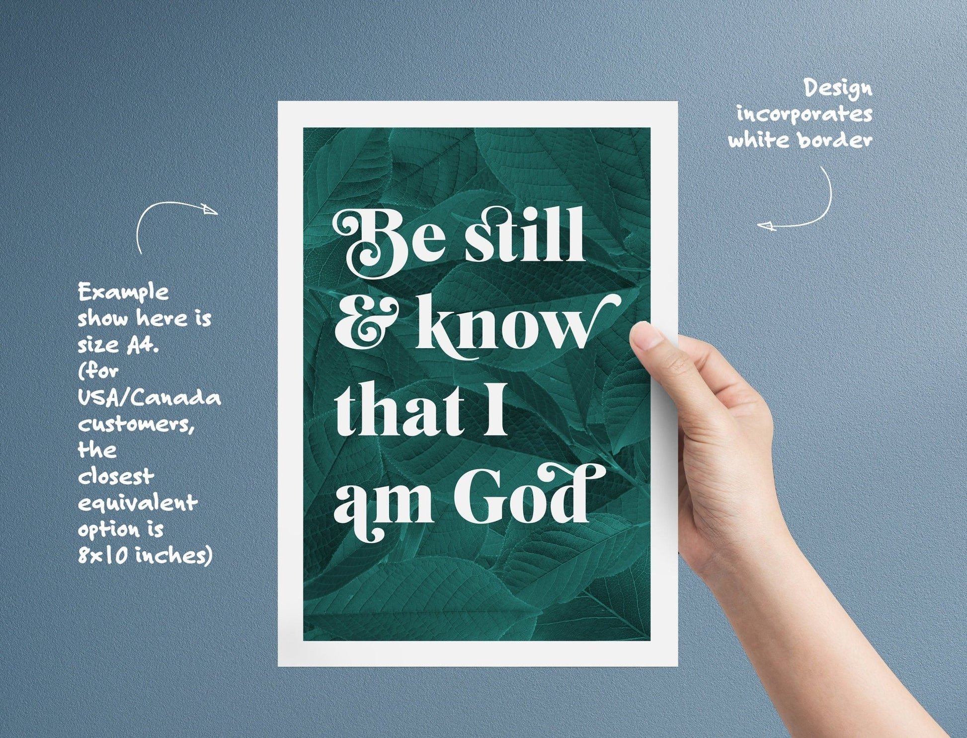 Be Still and Know that I am God botanical poster. Psalm 46 verse 10. - The Christian Poster Company