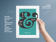 Poster featuring the text 'Be Still and Know that I am God' in stylized typography on a teal background with a white border.