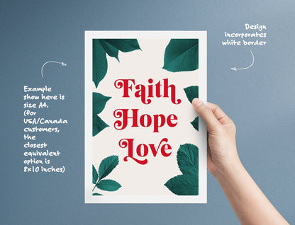 FAITH HOPE LOVE poster. Christian wall art. - The Christian Poster Company