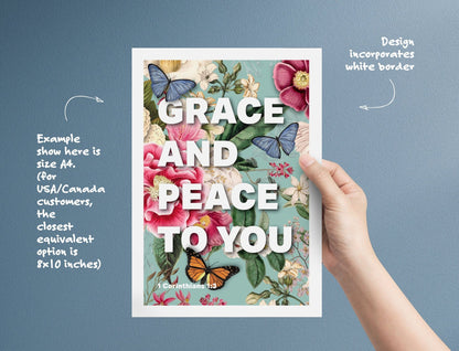 Grace and Peace poster, 1 Corinthians 1 verse 3, bible wall art, Christian print - The Christian Poster Company