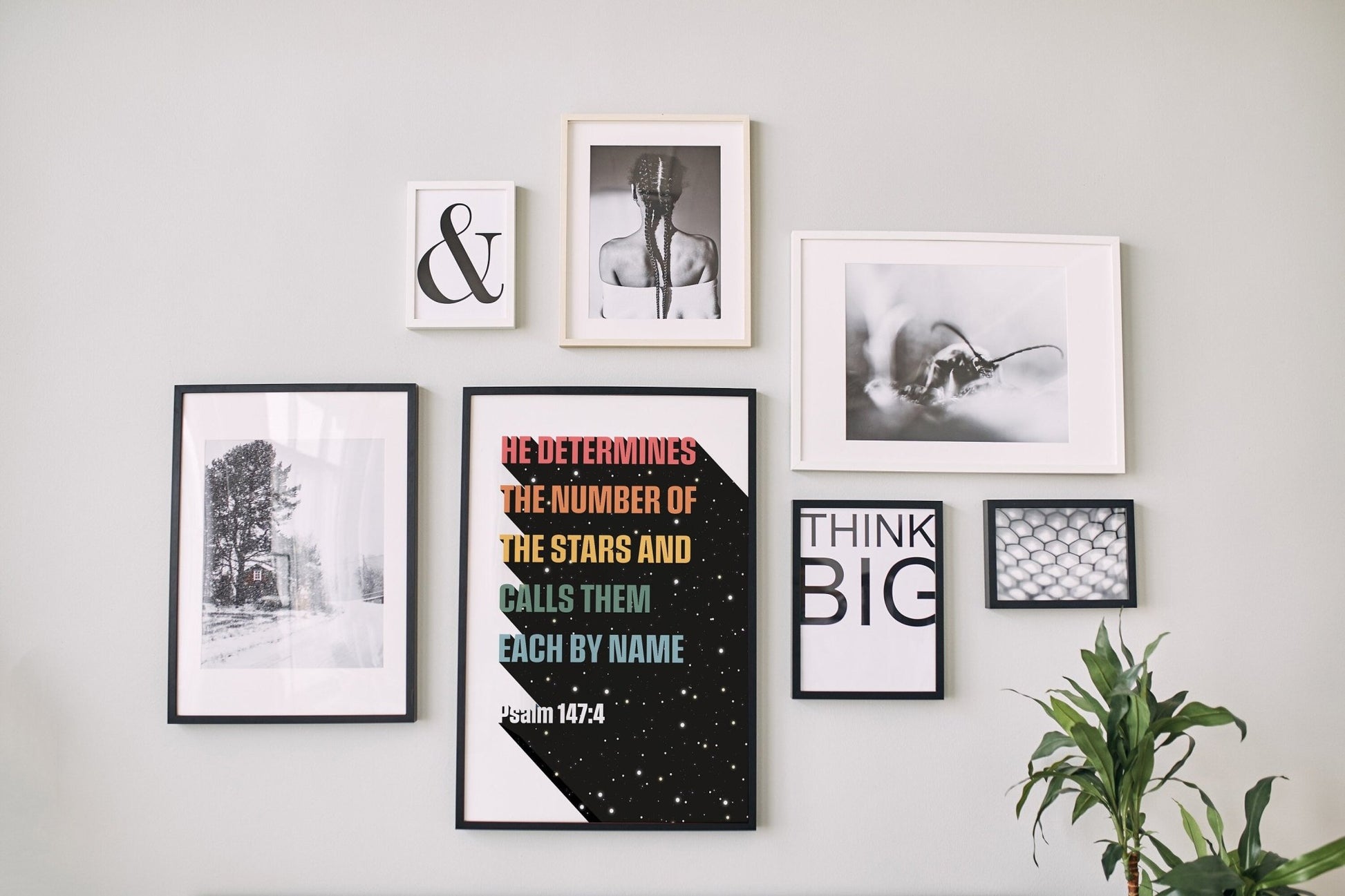 He determines the numbers of the stars print, Psalm 147 verse 4 Christian wall art poster - The Christian Poster Company