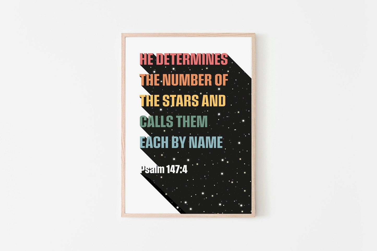 He determines the numbers of the stars print, Psalm 147 verse 4 Christian wall art poster - The Christian Poster Company