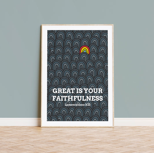 Great is your faithfulness,  Lamentations 3 poster, bible wall art