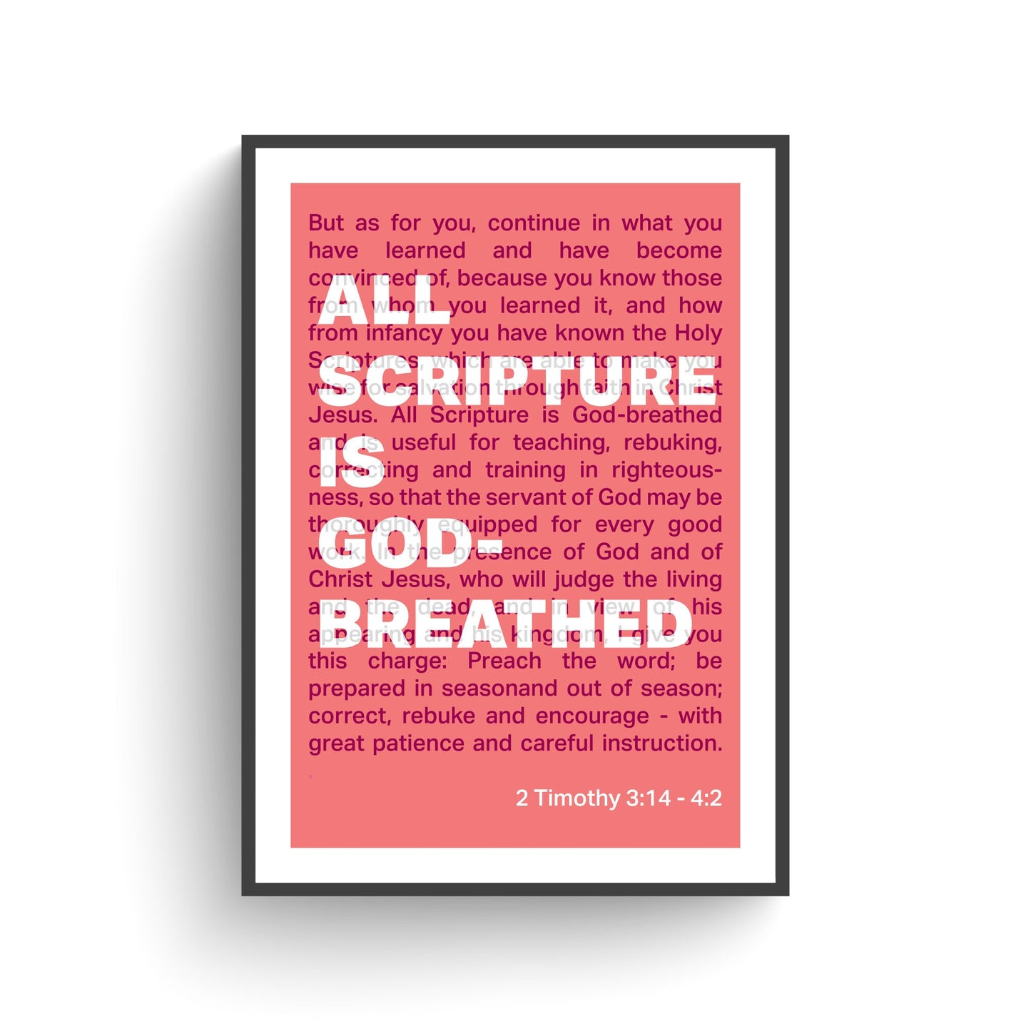 2 Timothy 3 verse 16 poster, Christian wall art, bible print