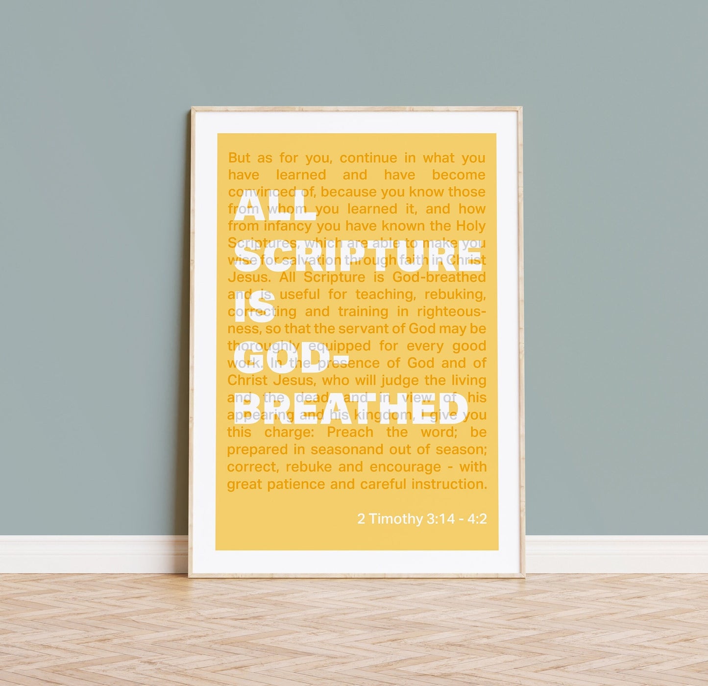 2 Timothy 3 verse 16 poster, Christian wall art, bible print