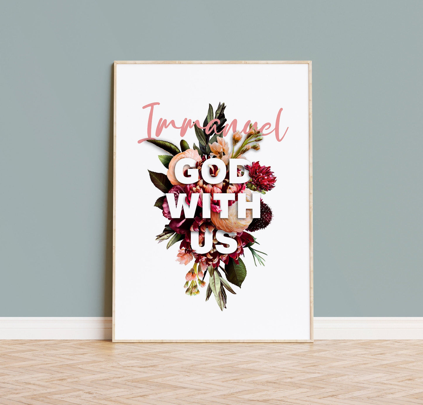 Immanuel, God with us, poster. Matthew 1 verse 23.