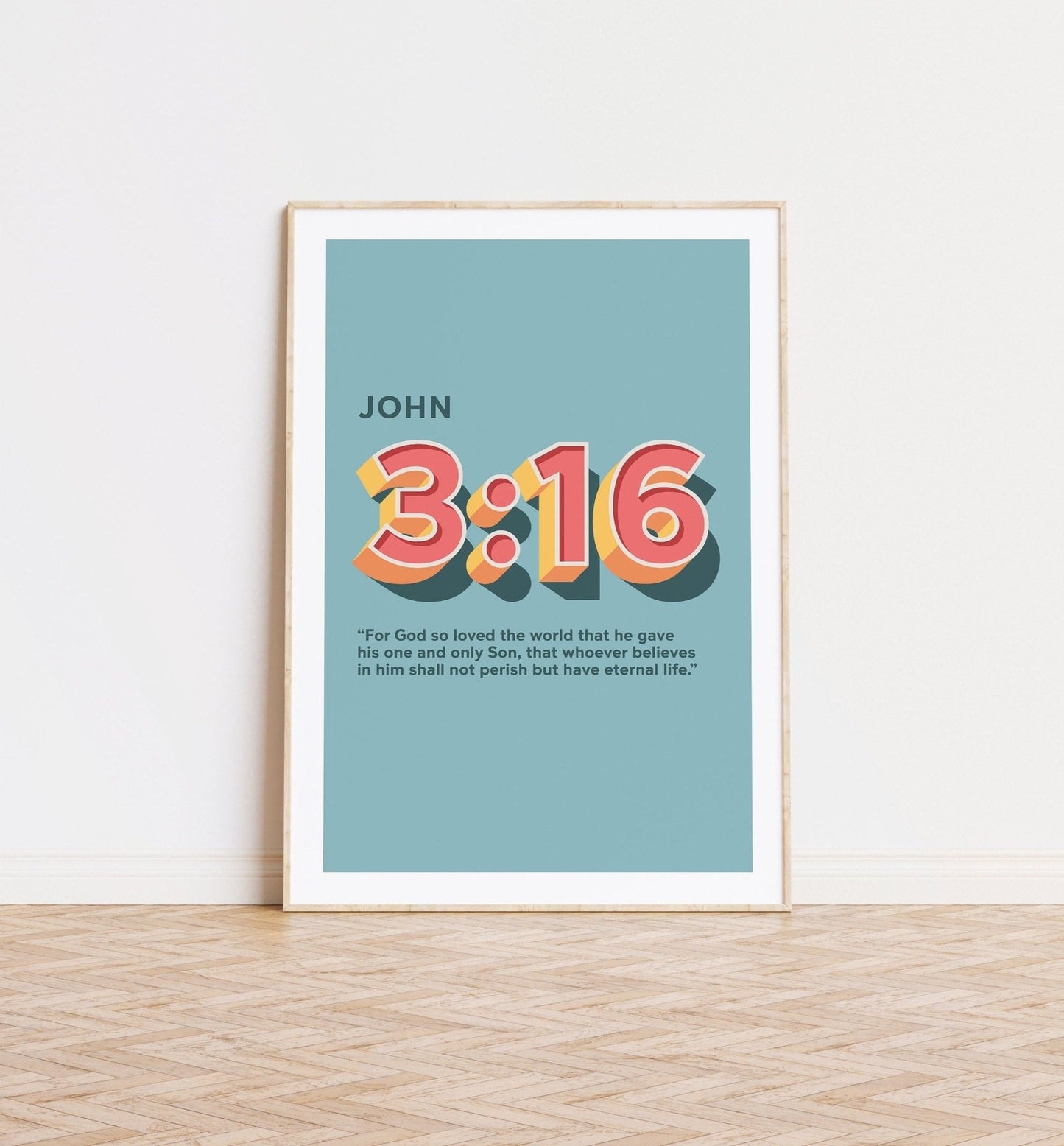 John 3 verse 16 poster, For God so Loved the World print, Modern Christian artwork ideal for homes and churches, bible poster - The Christian Poster Company