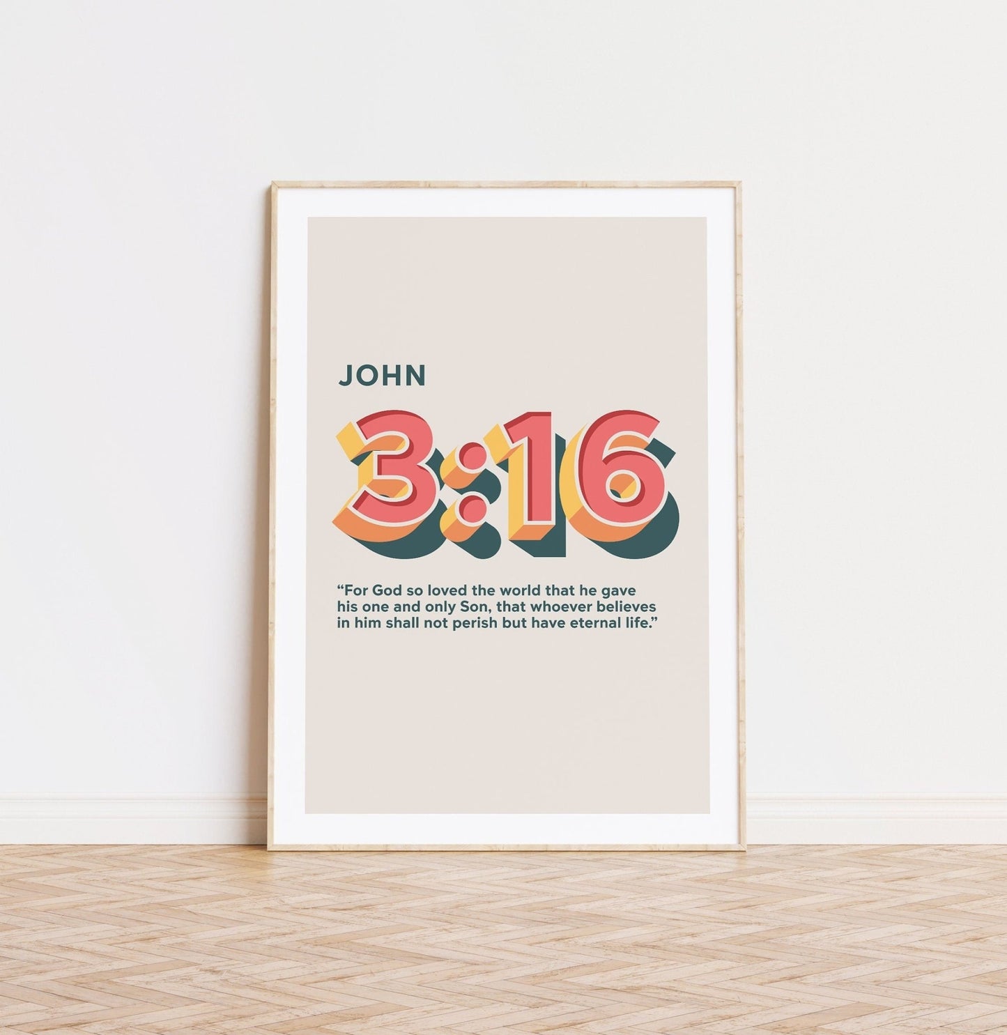 John 3 verse 16 poster, For God so Loved the World print, Modern Christian artwork ideal for homes and churches, bible poster - The Christian Poster Company