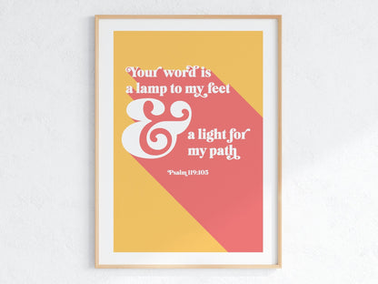 Psalm 119 poster, Your word is a lamp to my feet print. - The Christian Poster Company
