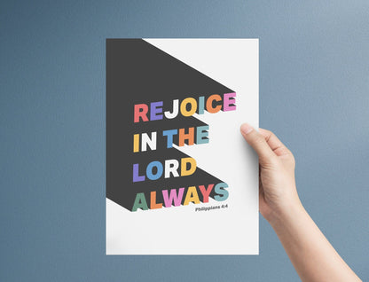 Rejoice in the Lord poster, Philippians 4 verse 4. - The Christian Poster Company