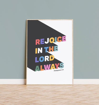 Rejoice in the Lord poster, Philippians 4 verse 4. - The Christian Poster Company